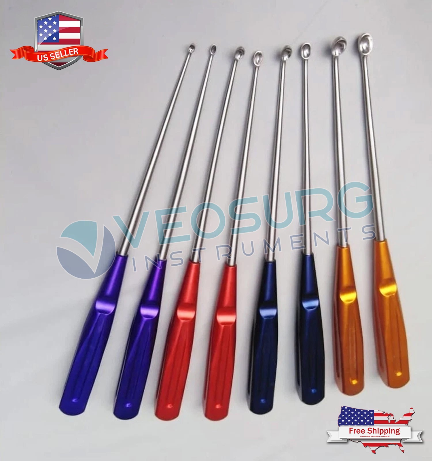 Volkmann Bone Curette Colorful Set 8 PCS Orthopedic Surgical Instrument