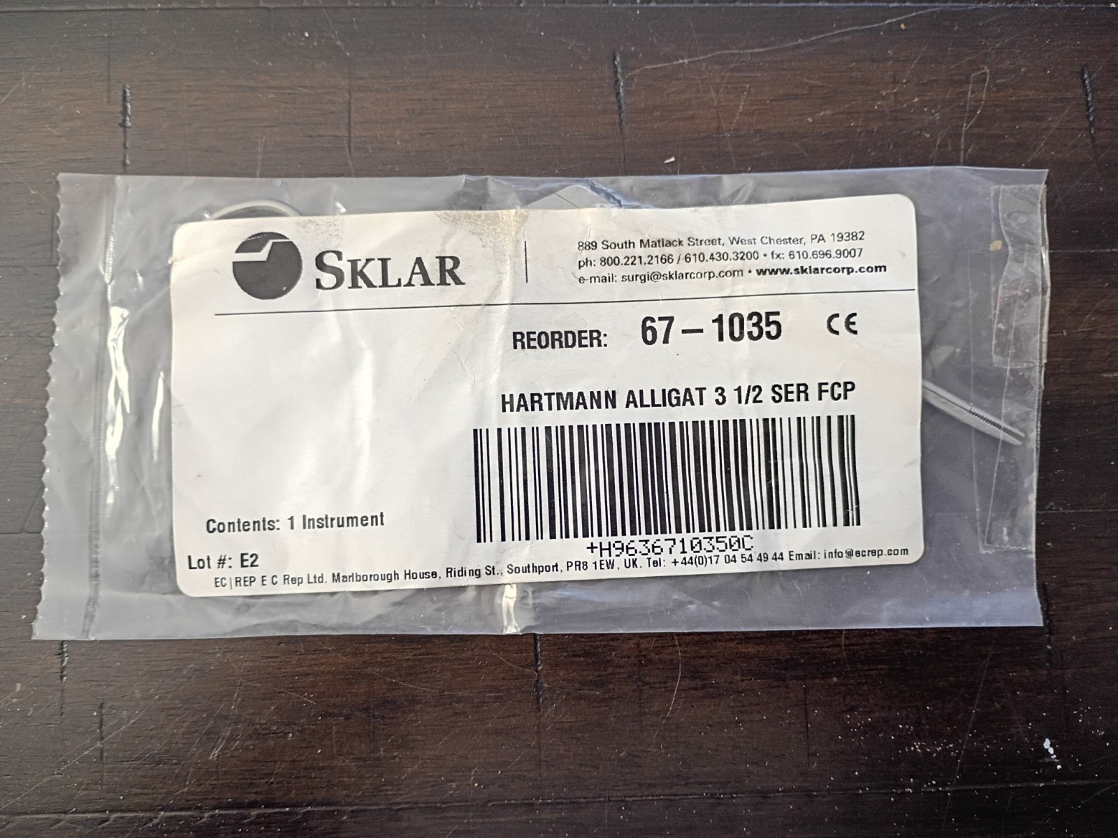 Sklar 67-1035 Hartman Alligator 3 1/2″ Serrated Forceps -Factory Sealed NEW