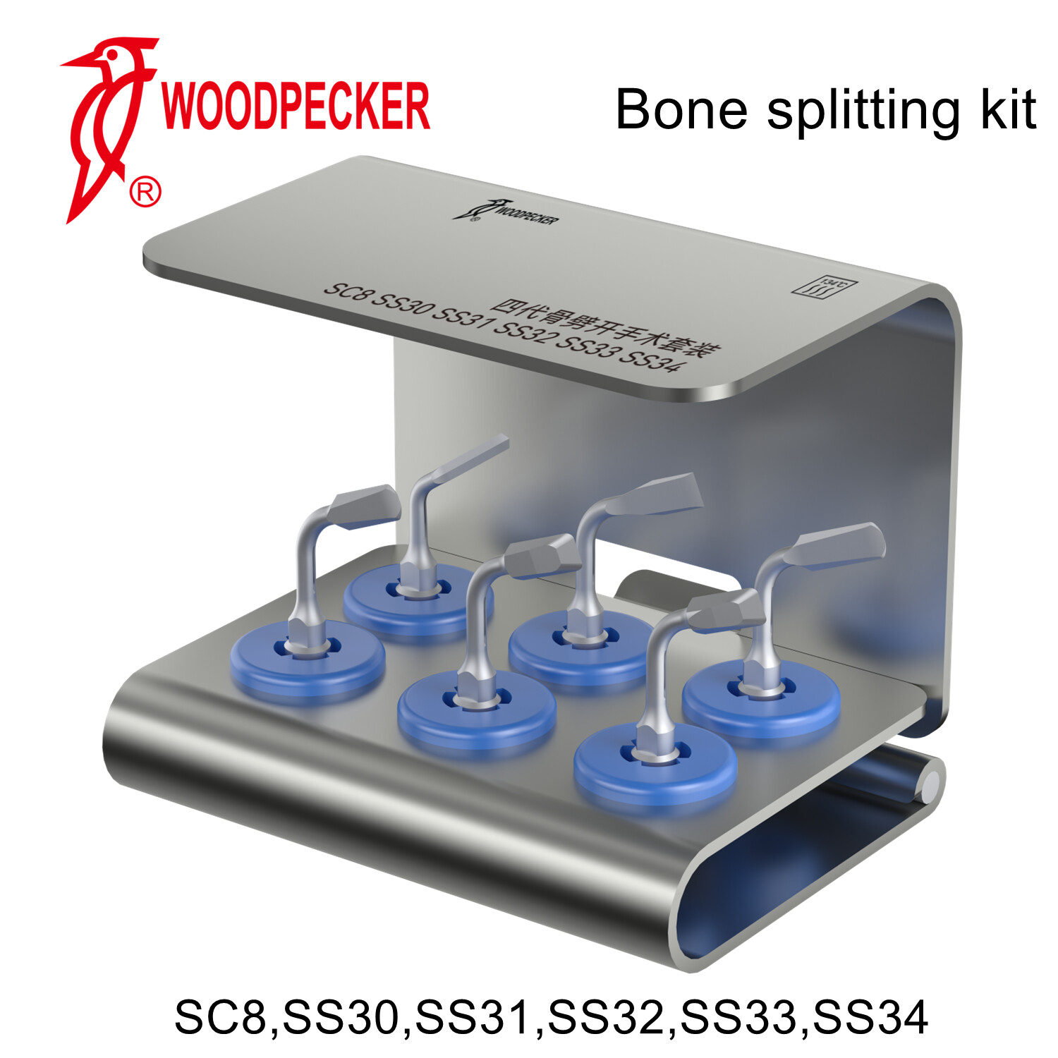 Woodpecker Perio Bone Surgery Tips Kit and Holder for Surgic Smart