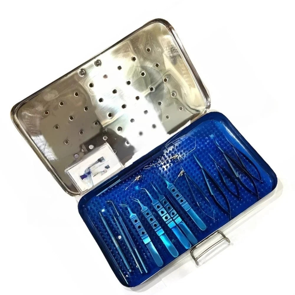 21 PCS Titanium Eye Cataract Ophthalmic Surgical Instruments Set With Box