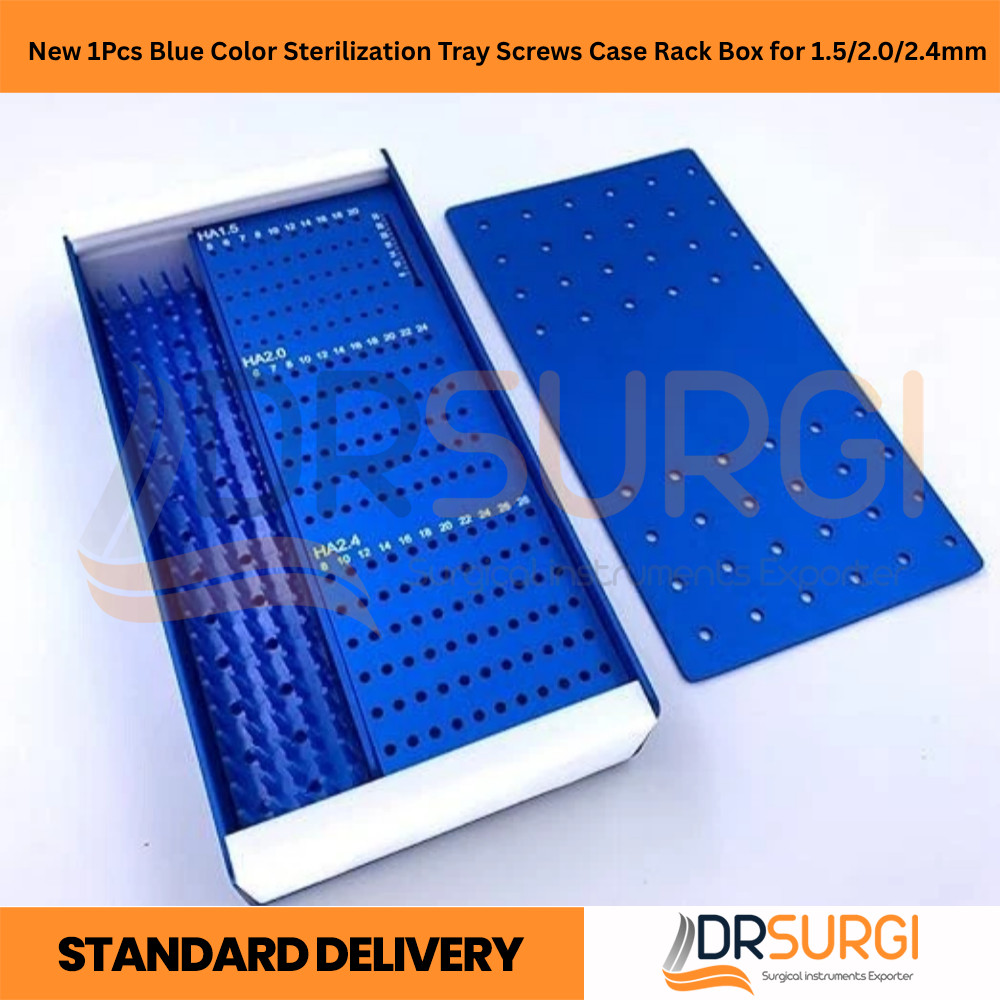 New 1Pcs Blue Color Sterilization Tray Screws Case Rack Box for 1.5/2.0/2.4mm
