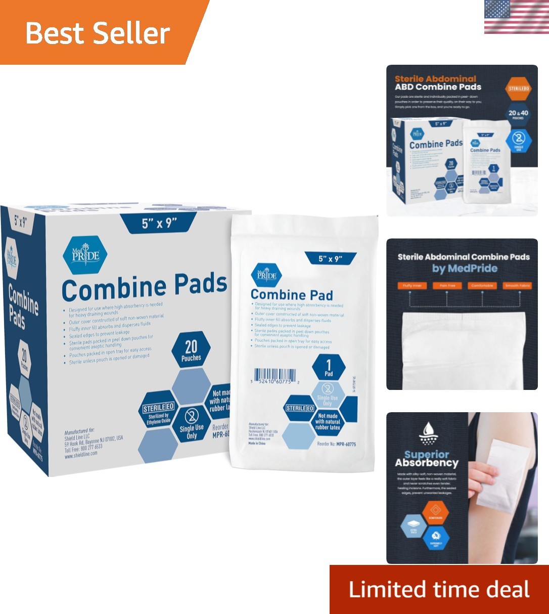 Individually Wrapped 5×9 Sterile Abd Pads – 40 Pack of High Absorbency Dressings