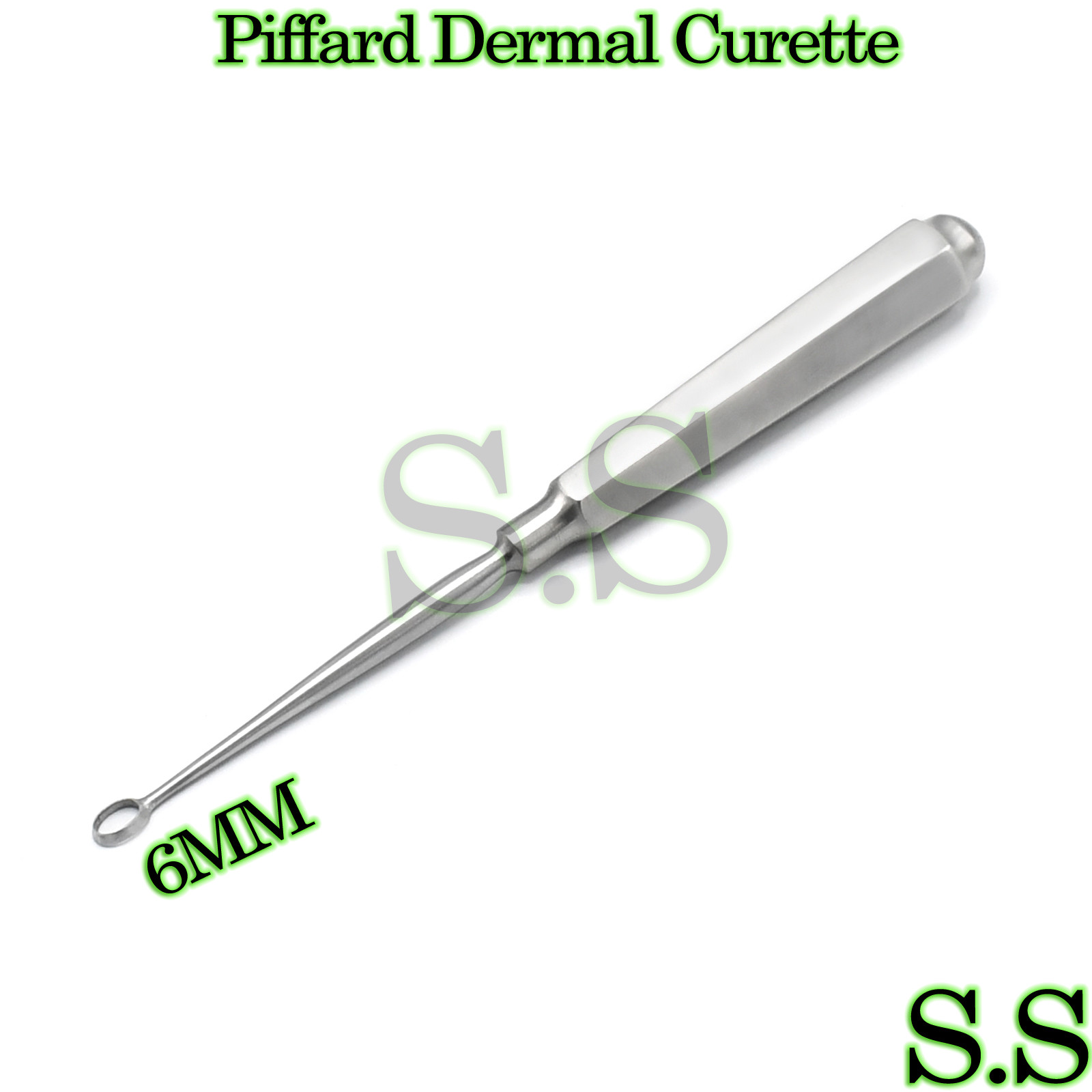 Piffard Dermal Curettes 6MM Oval Shape Cup 6 1/4″ Surgical Instruments