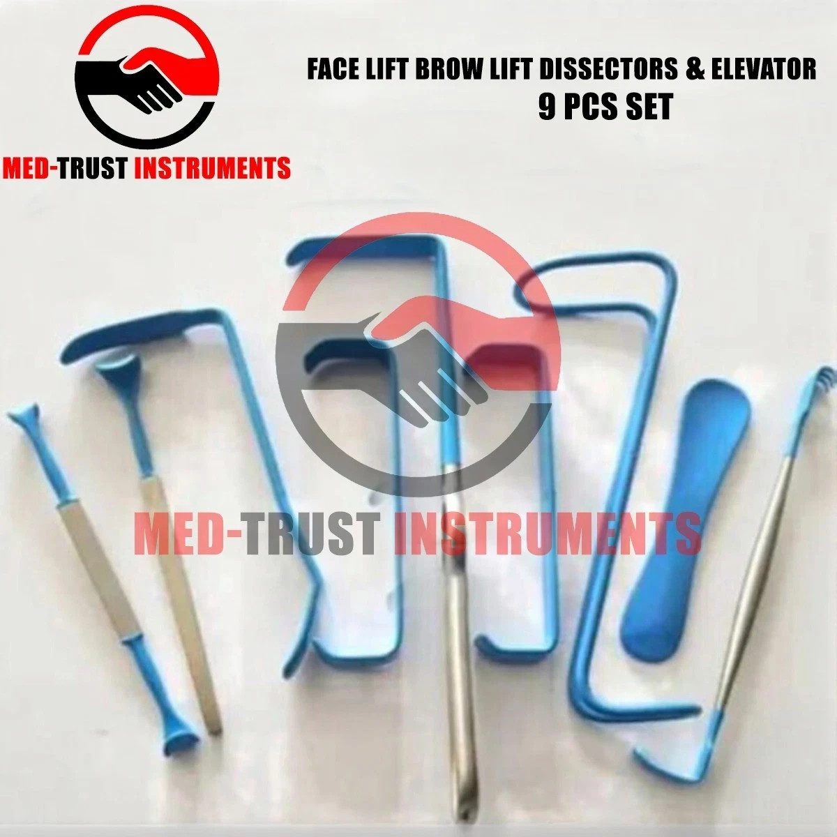 Face Lift Brow lift Dissectors & Elevator Set of 9Pcs,Plastic surgery instrument