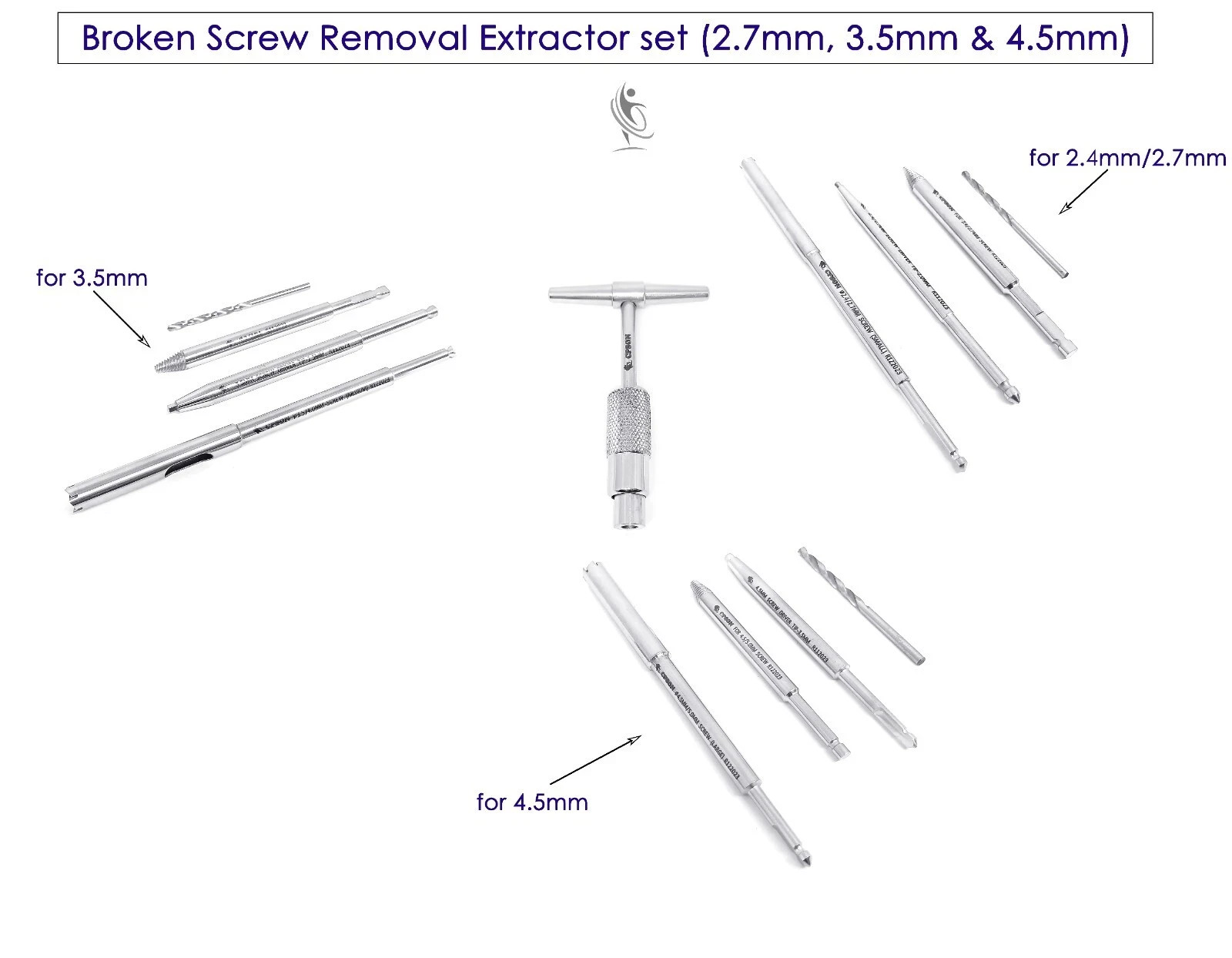 Broken Screw Removal Extractor Set – Veterinary Surgical Instrument SS Tool