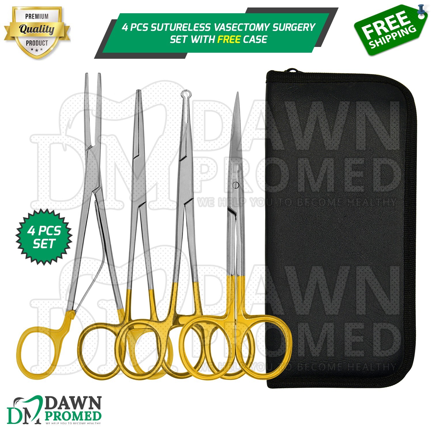 4 Pcs Sutureless Vasectomy Surgery Set W/Free Case Surgical Instrument German Gr