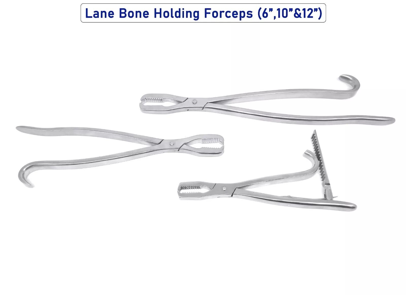 Lane bone holding forcep set of 3 (6,10&12) veterinary surgical instruments