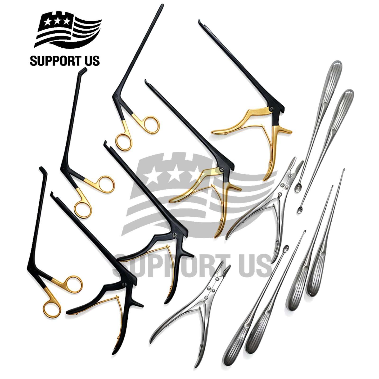 Codman Kerrison Rongeurs Bone Curettes 15 PCs Set Surgical Orthopedic Instrument