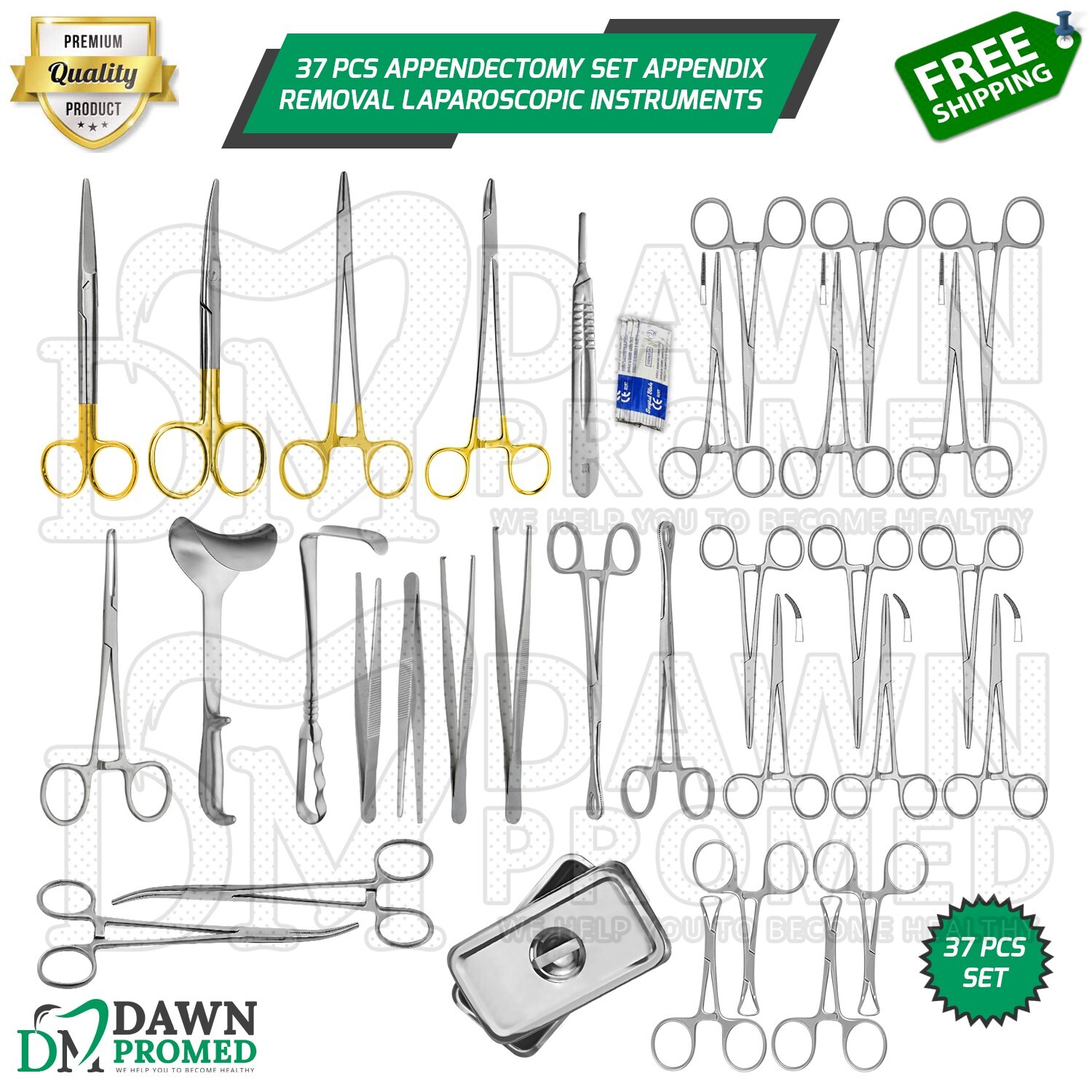 37 Pcs Cesarean Section Instrument Box with Lid Set OB/GYN Surgical Instruments
