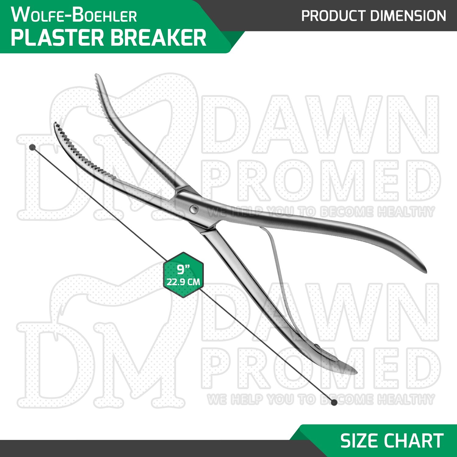 Wolfe-Boehler Plaster Breaker 9″ 15mm Wide Deep Serrations Orthopedic German Gr