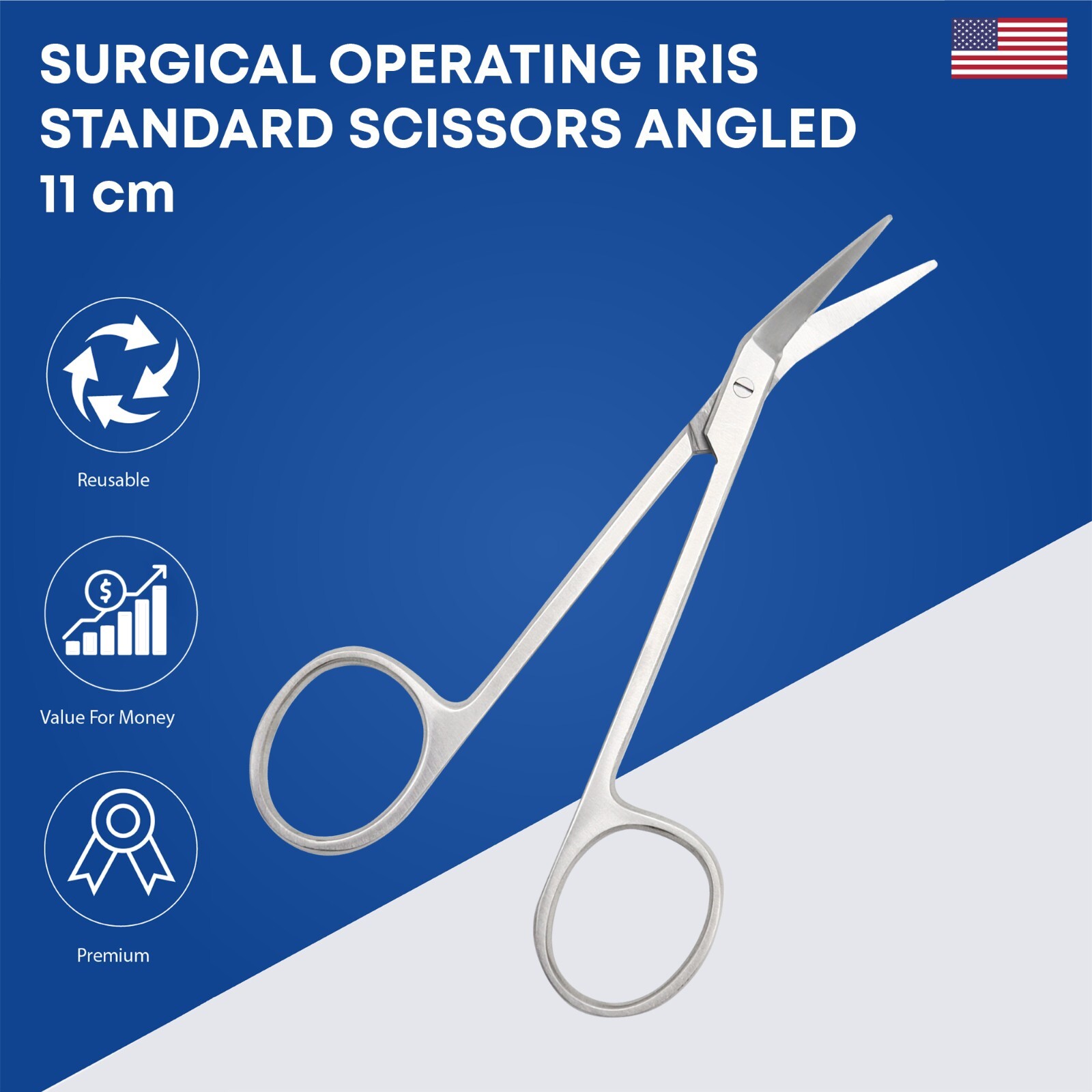 Surgical Operating Iris Standard Scissors Angled 11 cm Premium Surgical Tools