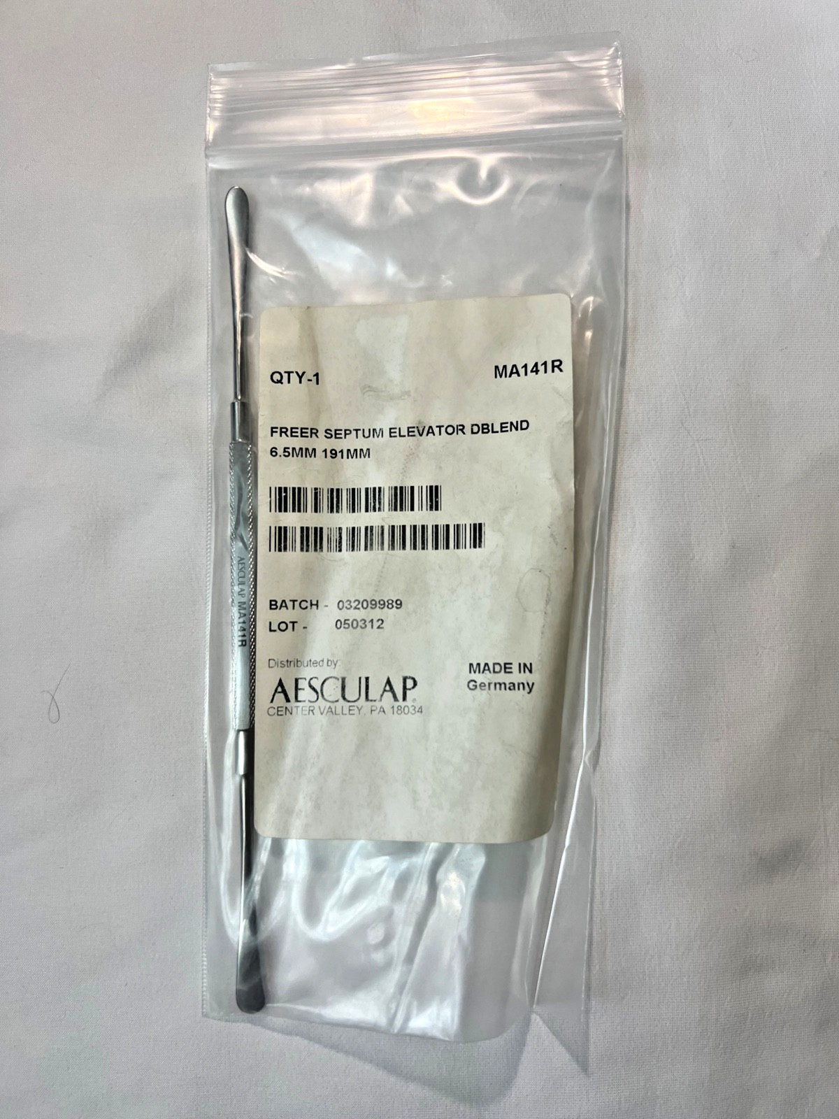 Aesculap MA141R Freer Septum Double-Ended Elevator 6.5mm X 7-1/2″ Length