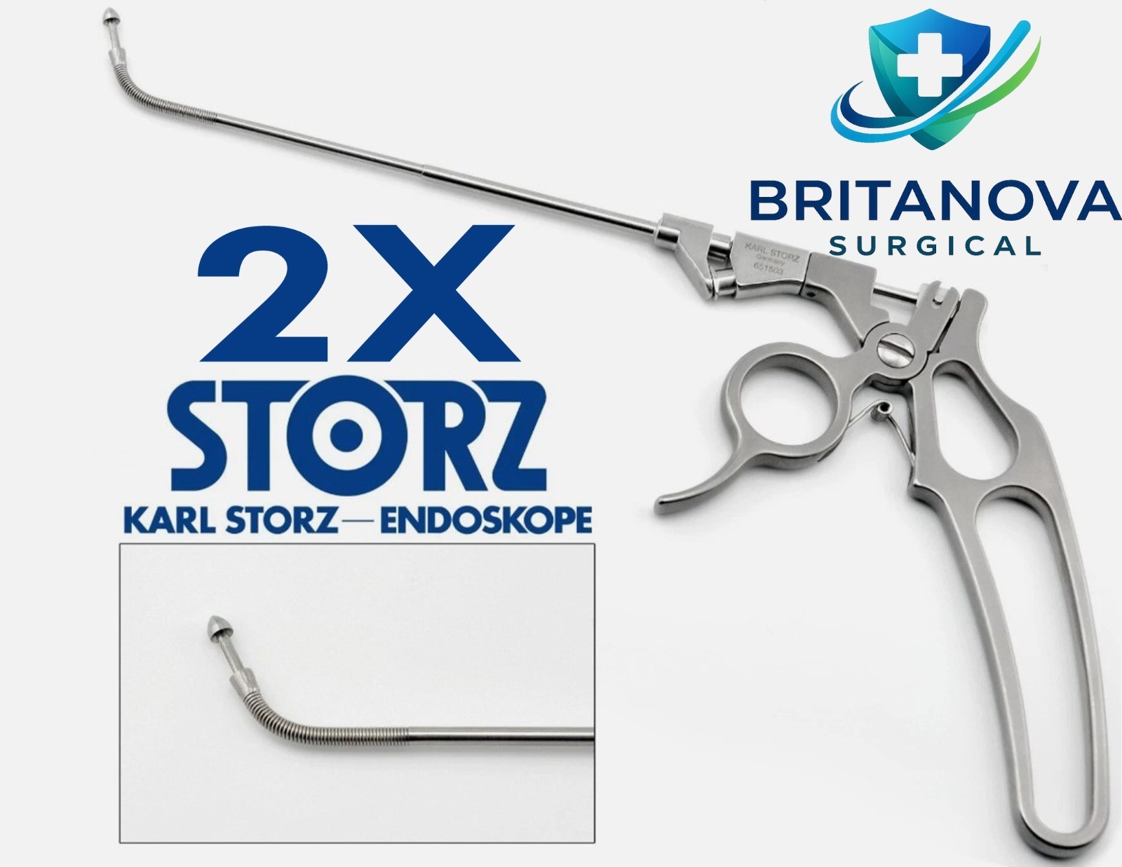 2X KARL STORZ 651503 HOSEMANN Frontal Sinus Nasal Recess Punch Circular Cutting