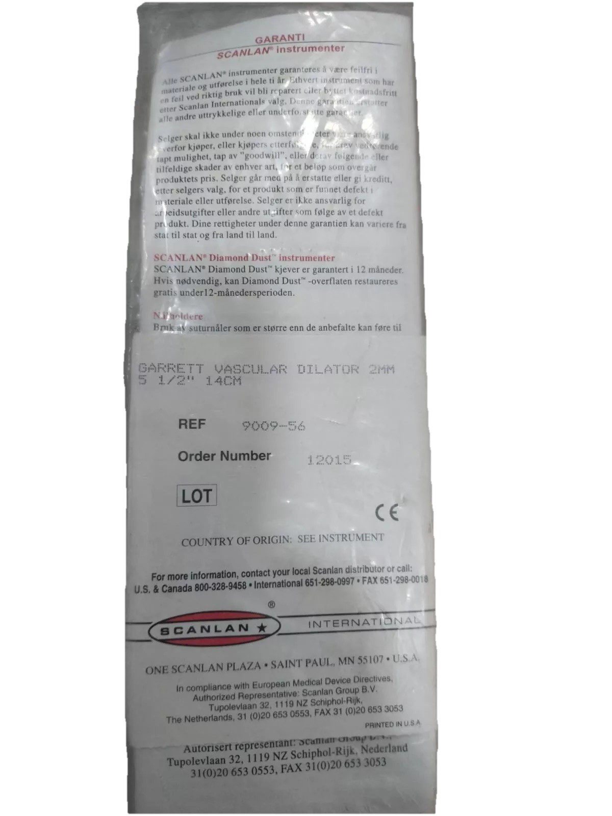 Scanlan 9009-56 Vascular Dilator Garrett 2mm, 14cm
