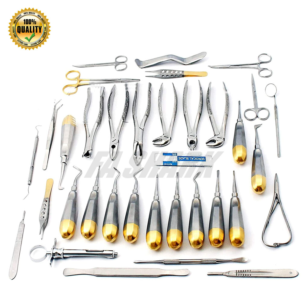 74 PC ORAL DENTAL SURGERY EXTRACTING ELEVATORS FORCEPS INSTRUMENT KIT SET