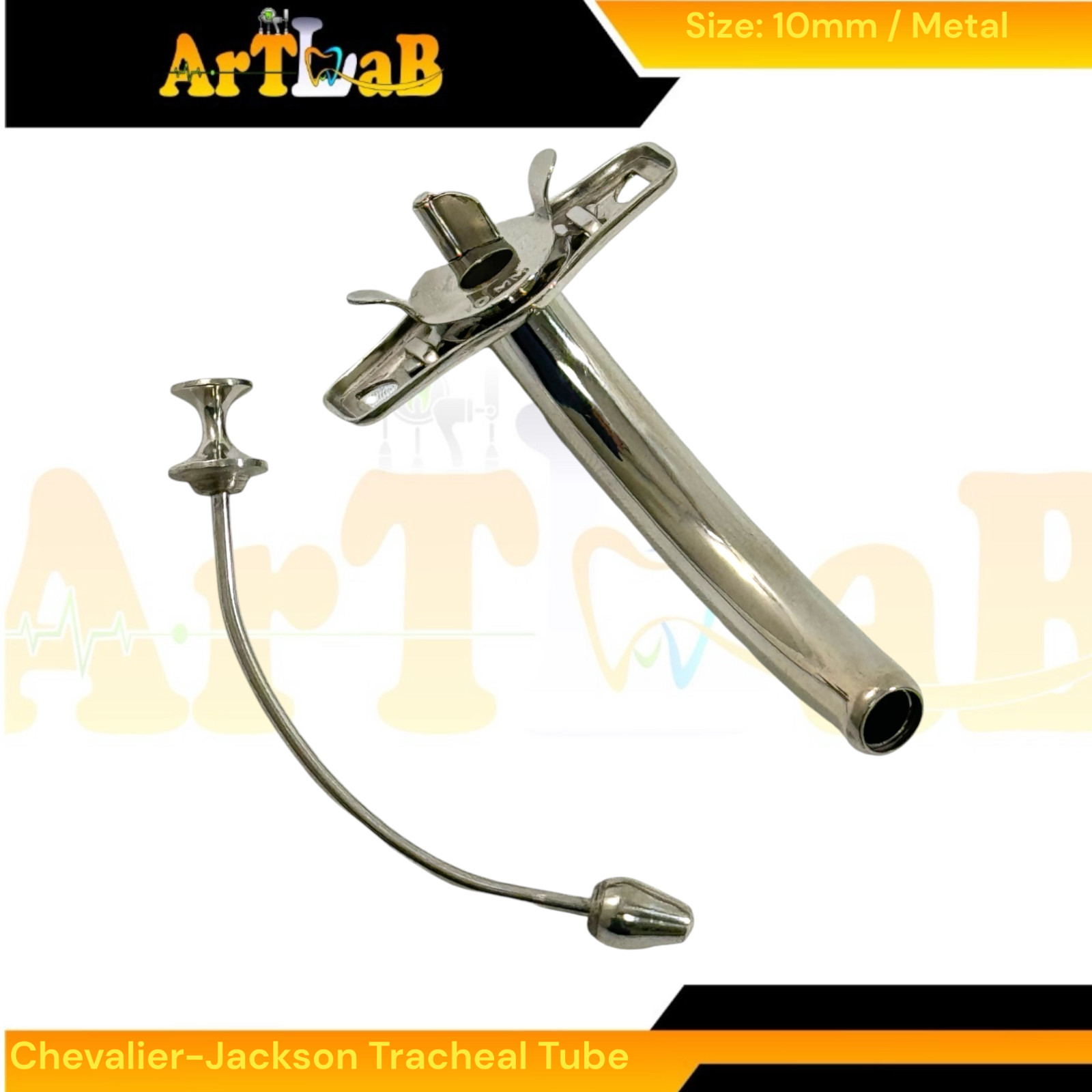 Tracheostomy Tracheal Tube Chevalier Jackson 10mm with Obsturator, ENT Tools