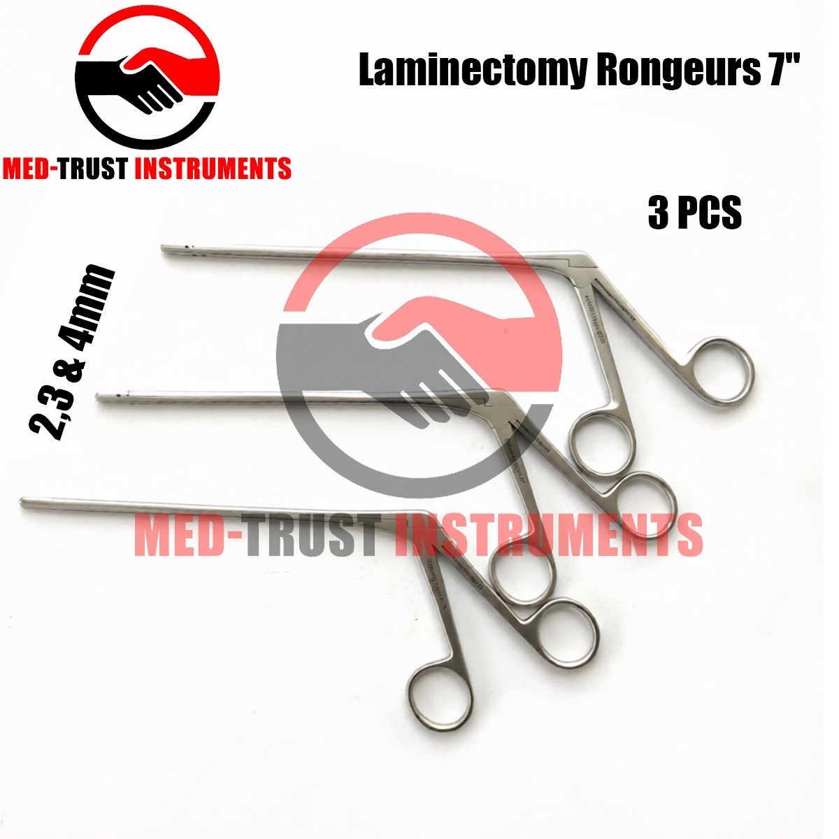 Laminectomy Rongeurs 7” STR 2,3 & 4mm Set of 3 Pcs Spine Orthopedic Instruments