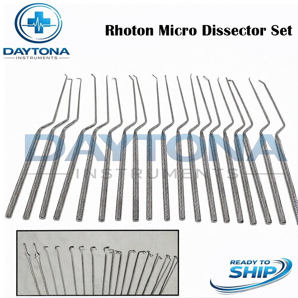 Rhoton micro Dissector Neurosurgical expanded Steel 20 PCs Set Stainless Steel