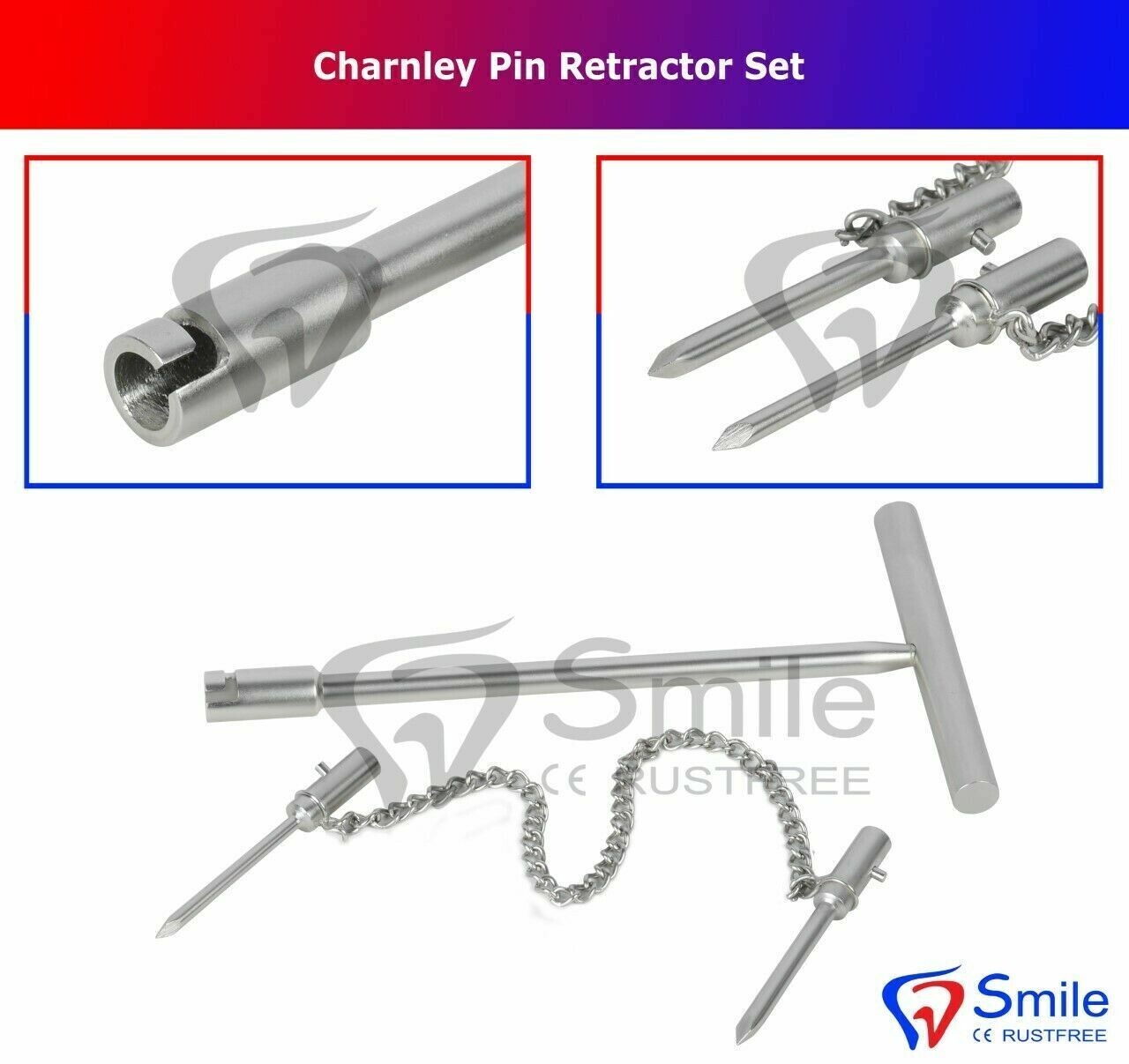 Charnley Pin Retractor Set Surgical Veterinary Orthopedic Instruments Shanzi UK