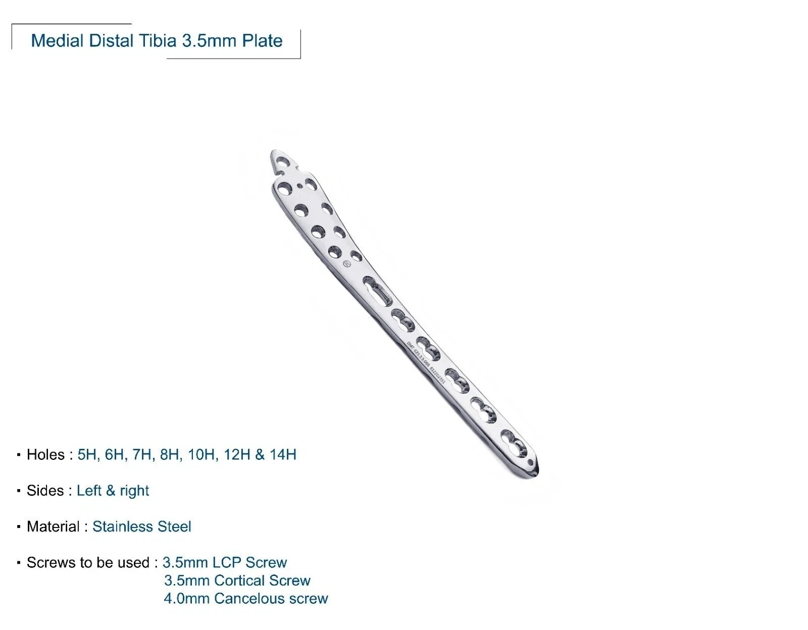 Medial Distal Tibia Plate LCP 3.5mm lot of 14pcs veterinary