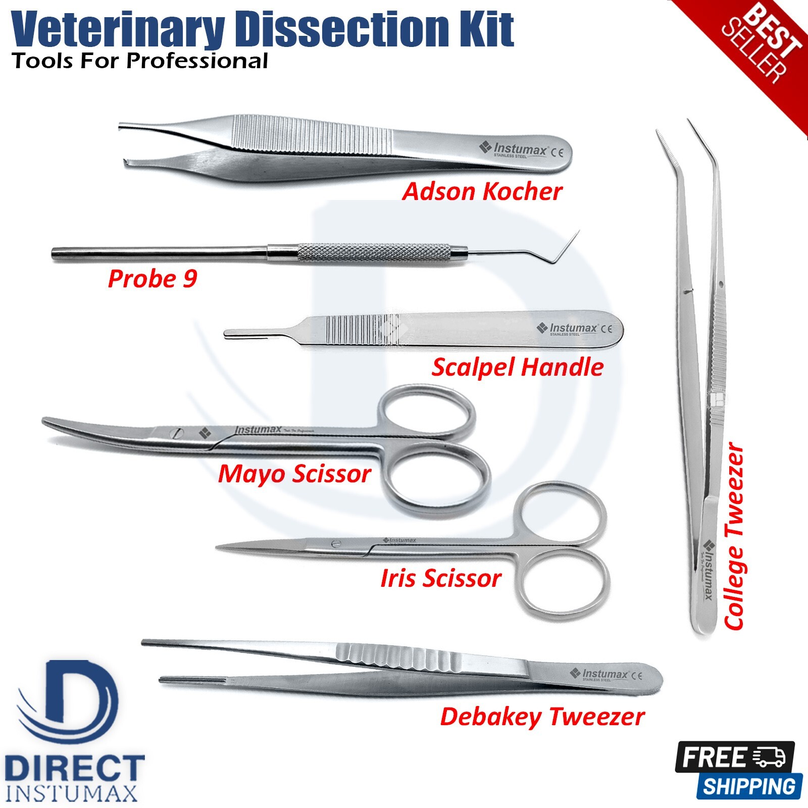 7-Pcs Minor Surgery Set Surgical Instruments Kit Veterinary General Surgical