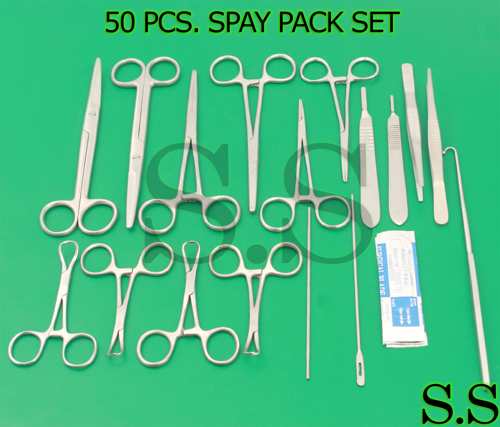 50 PCS. SPAY PACK KIT Surgical Veterinary Instrument OR DS-1096
