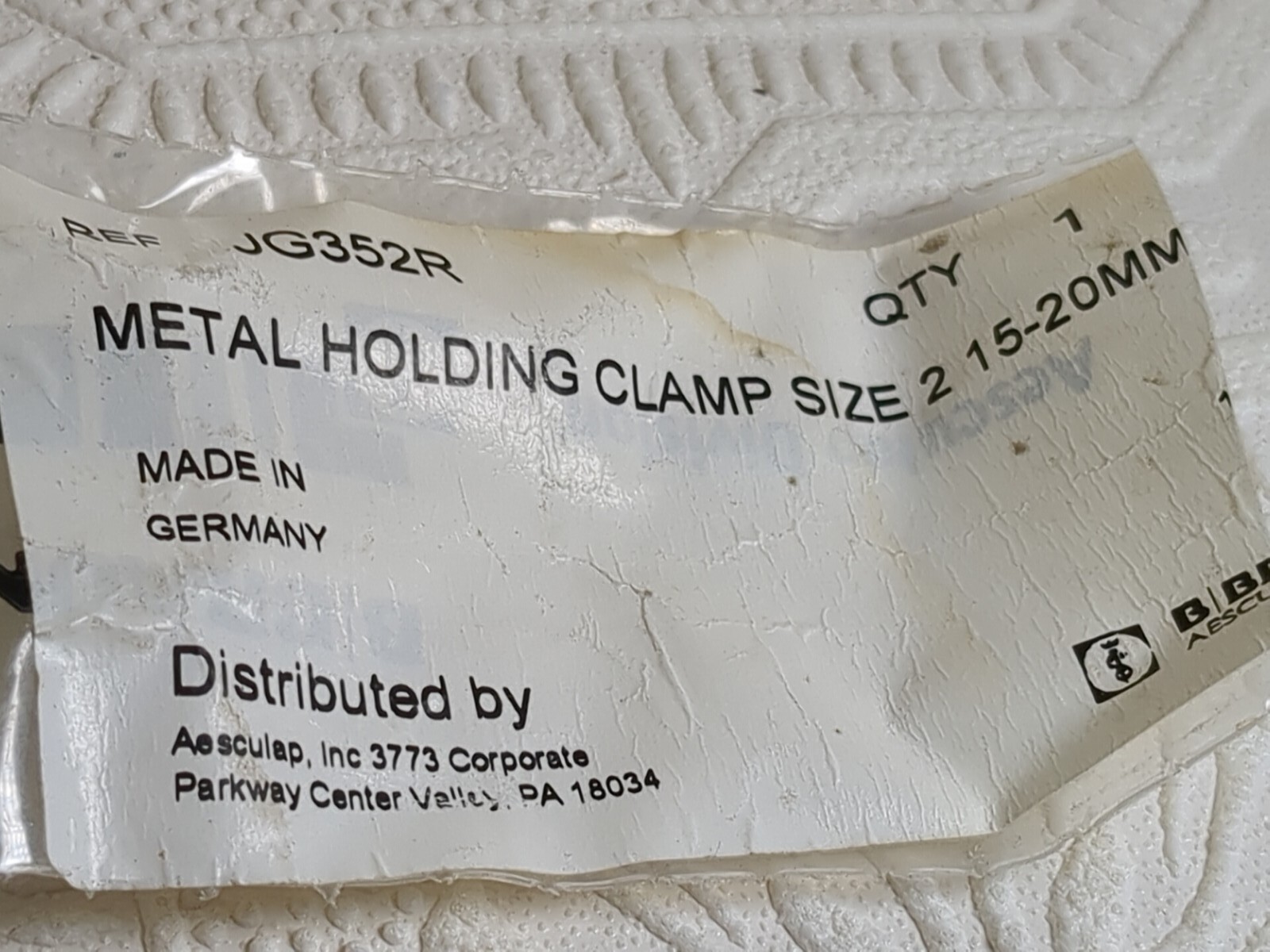 B|Braun Aesculap JG352R Metal Holding Clamp sz 2, 15-20mm – New
