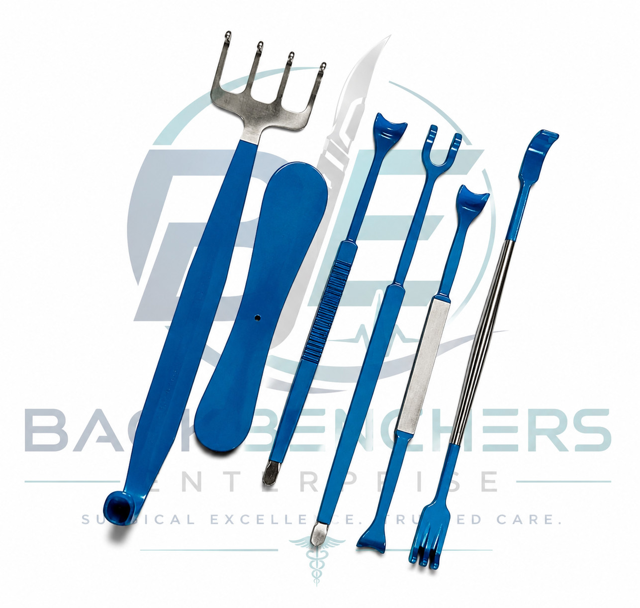 Surgical Insulated Retractor Set of 6 Pcs Blue Color Plastic Surgery Instruments