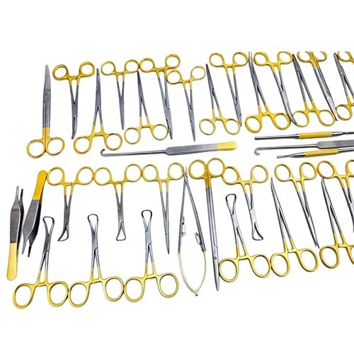 General Surgery Spay Pack Set 40 Pcs Gold Handle Surgical Instruments Kit W Box