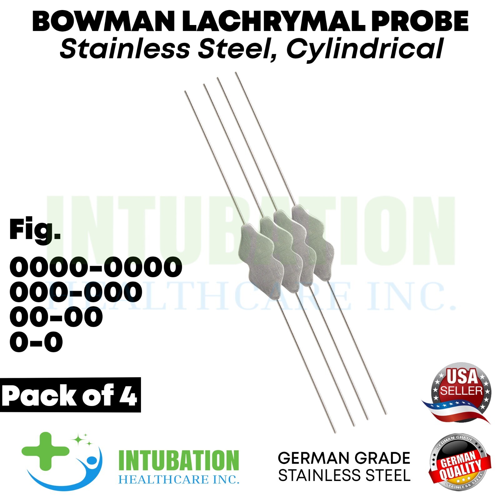 Bowman Lacrimal Probe 5” Surgical Dental ENT Ophthalmic Instruments Set of 4