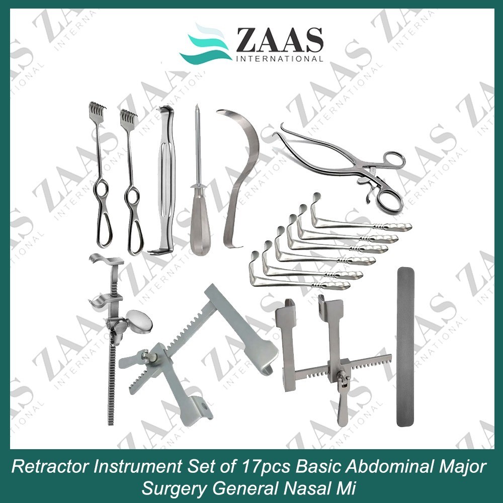 Retractor Instrument Set of 17pcs Basic Abdominal Major Surgery General Nasal Mi
