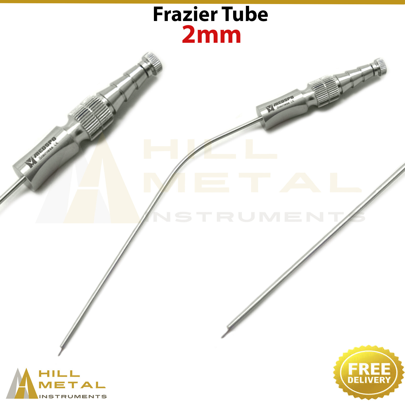 Surgical Frazier Suction Tube 2mm Diagnostic Instruments Aspirator Tube ENT New