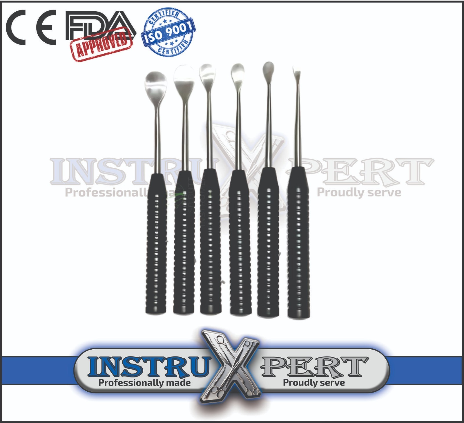 Set of 6 pcs Cobb Elevator Set Spine Surgical orthopedic instruments black