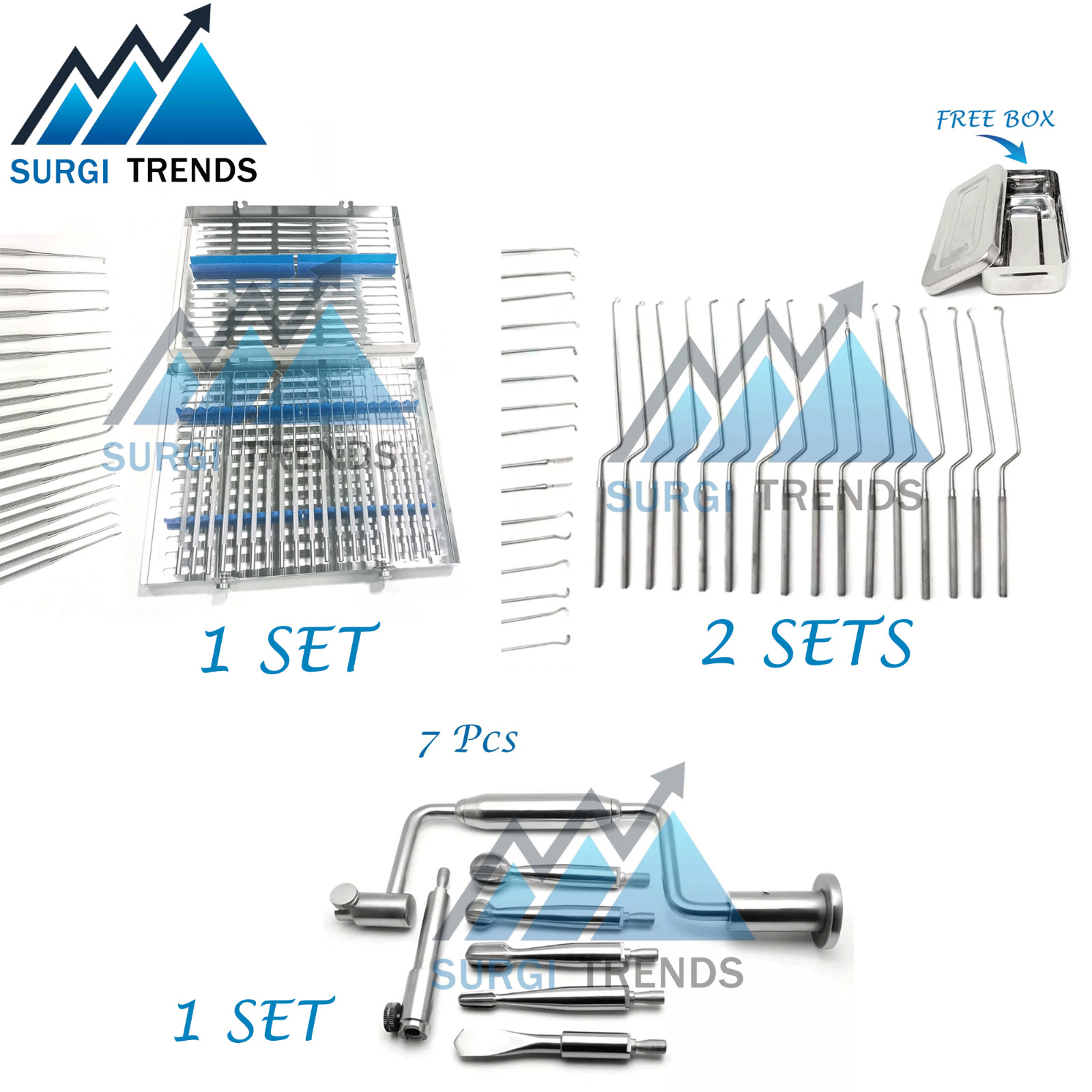 Rhoton 1 Set, Hardy Neuro Curettes 2 Sets & Hudson Hand Drill 1 Set