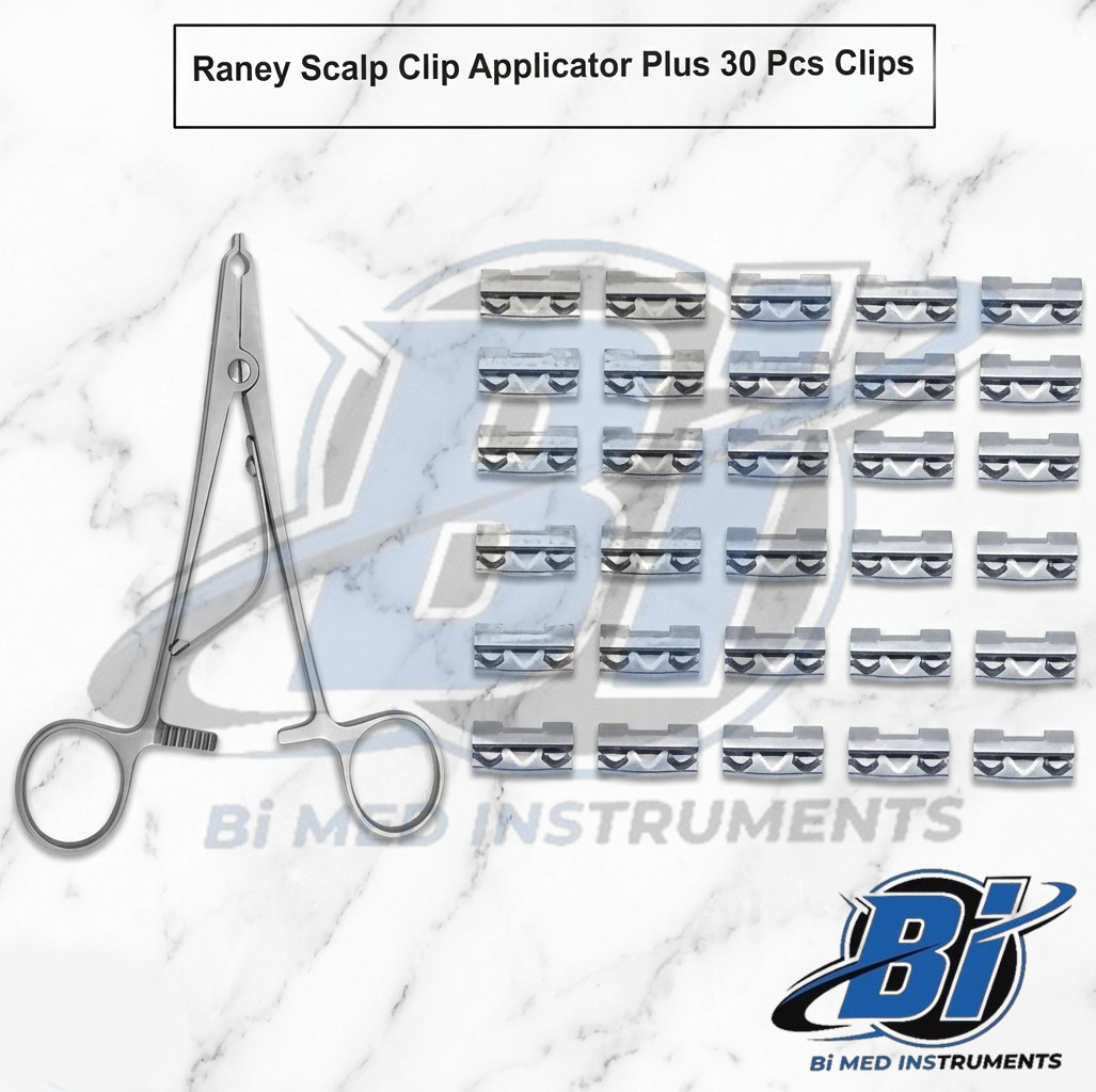 Raney Scalp Clip Applicator Plus 30 Pcs Clip Surgical Instruments Set Premium