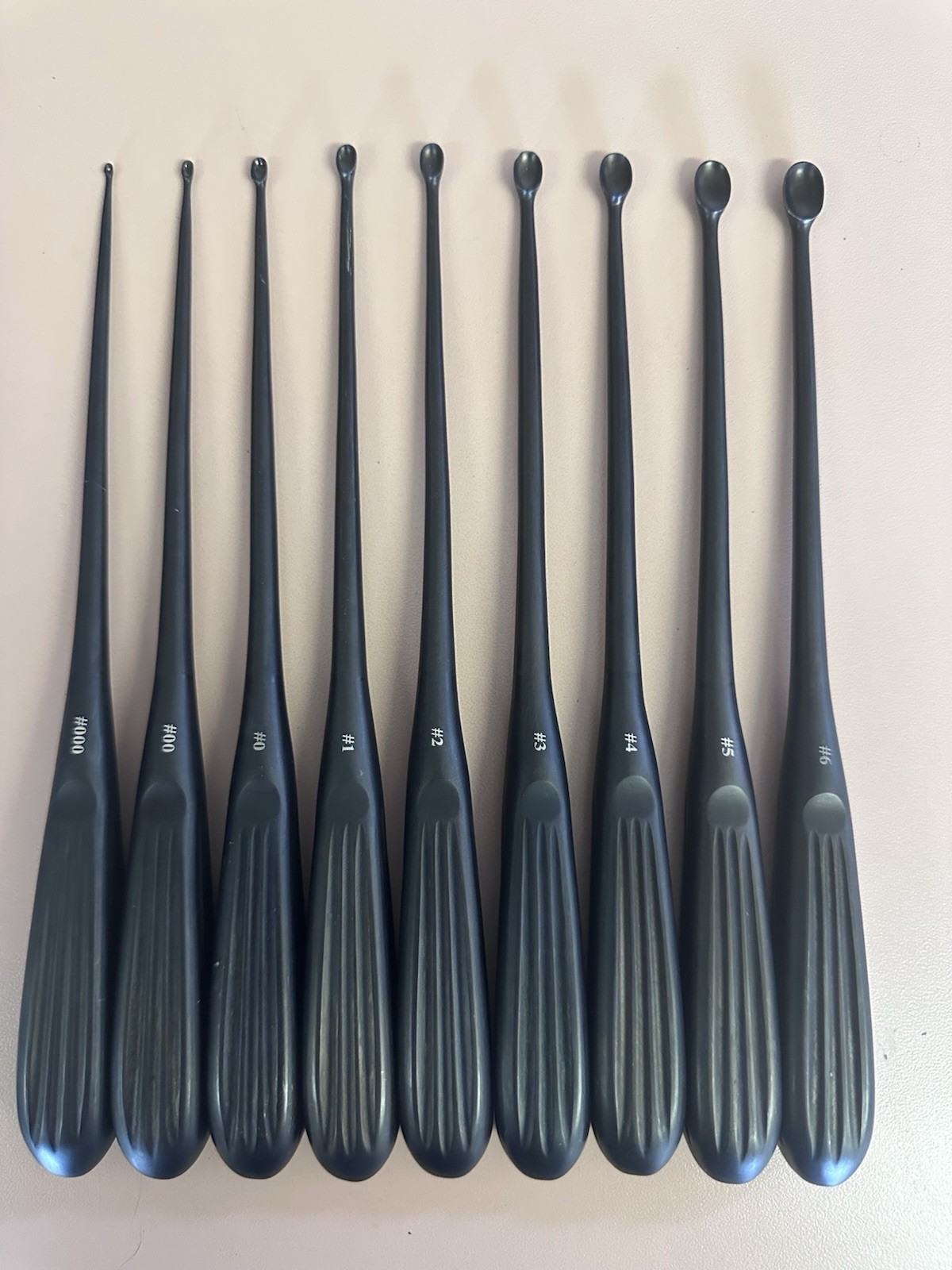 Set of 9 Orthopedic Bone Curettes Assorted Sizes Range #000-#6 Instruments
