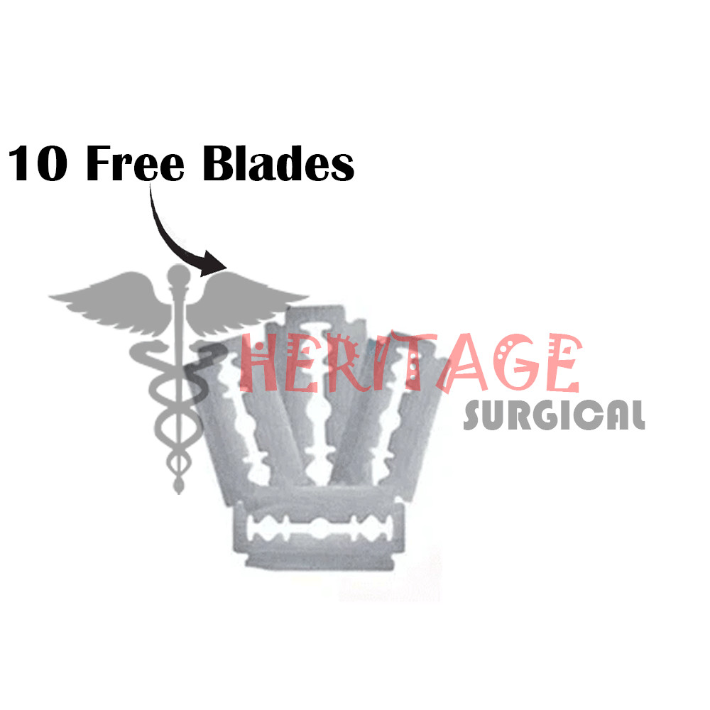 Silver Skin Graft Knife Handle Dermatome with 10 PCS Blade Surgical Instruments