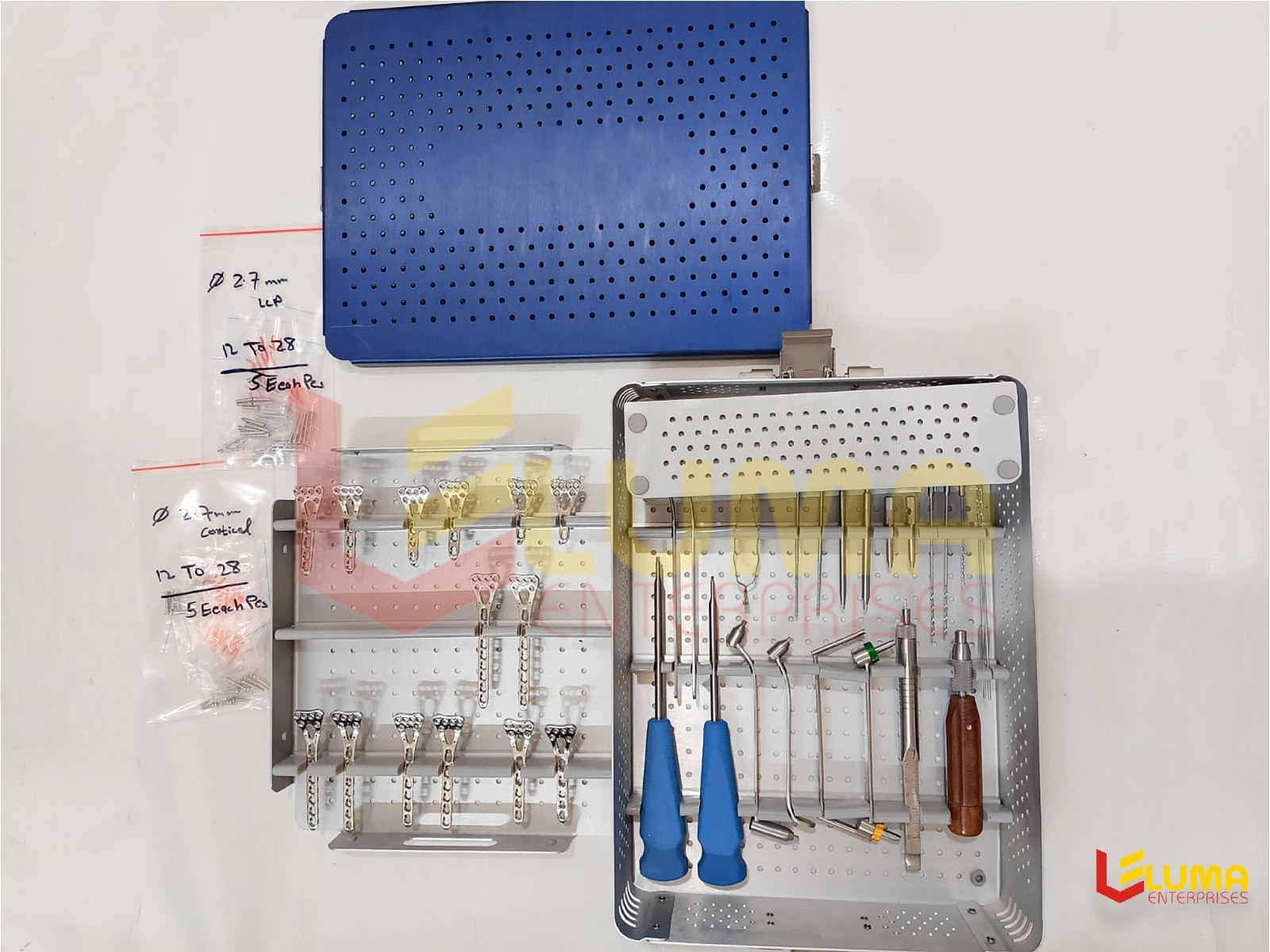 2.4mm Distal Radius Orthopedic Instruments Set Aluminum Box Screws & Plates