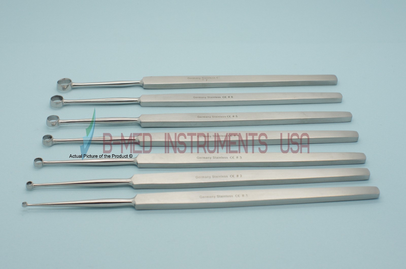 OR Grade 7 Piece Fox Dermal Curettes 1mm-7mm Dermalology ENT Instruments