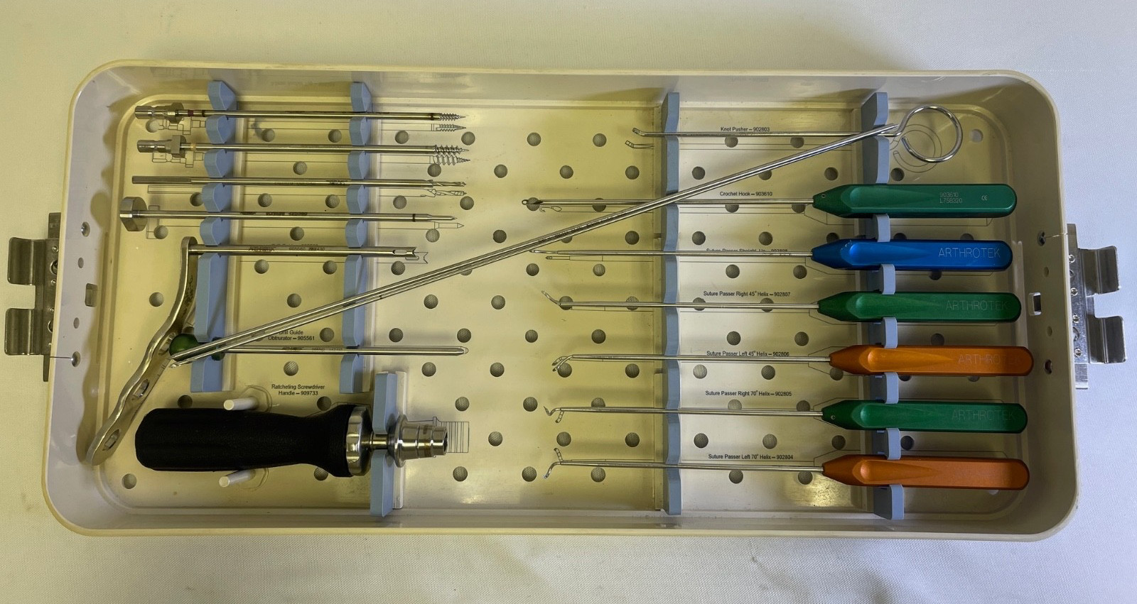 Biomet Arthrotek 903732 Charlotte Shoulder System Suture Anchor Tray Arthroscopy