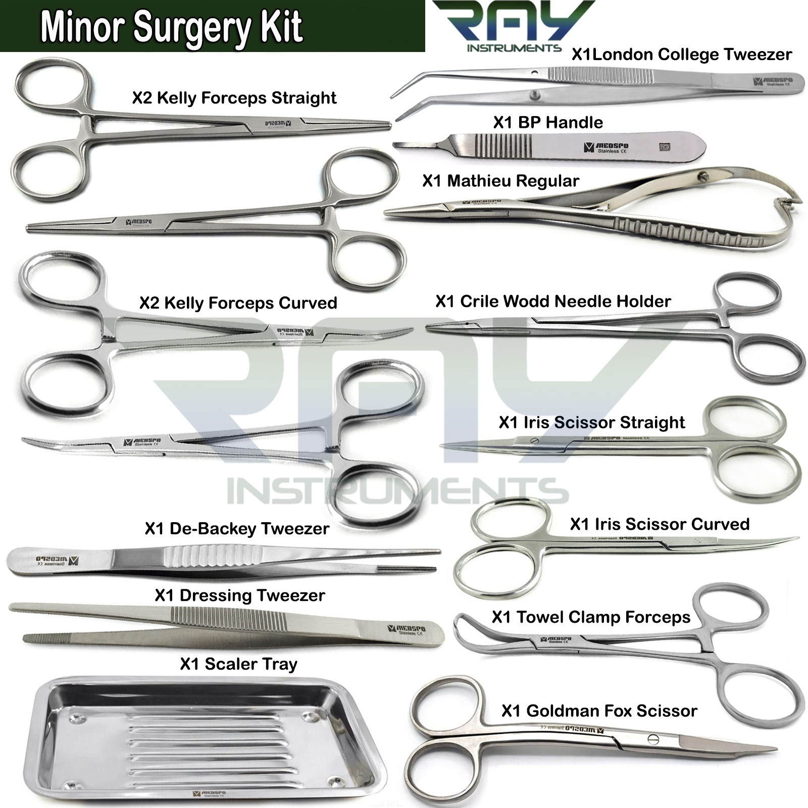 Minor Surgery Instruments Kit Medical Needle Holder Scissors Tweezers