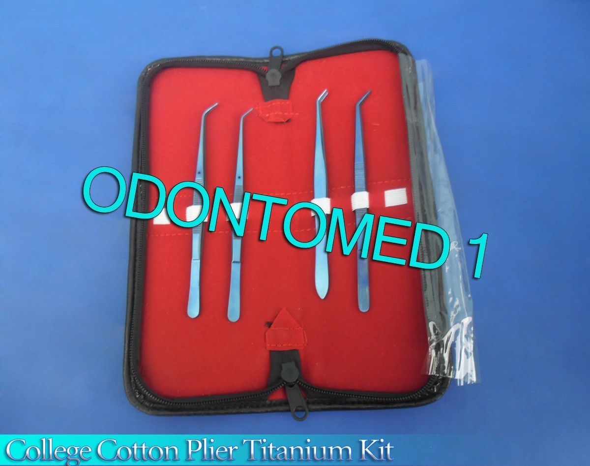 College Cotton Plier Mix Titanium Surgical Dental Instruments Kit of 4 Pcs