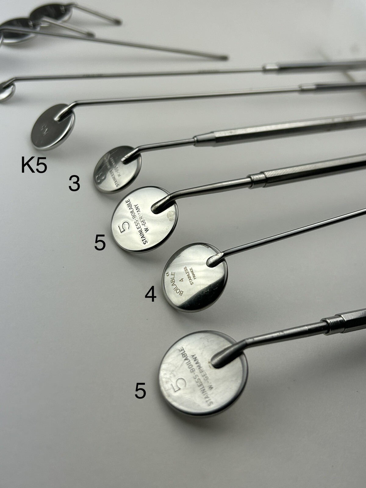 Laryngeal Surgical Mirror Lot of 6 Complete Mirrors With 3 Tips AESCULAP OM085R