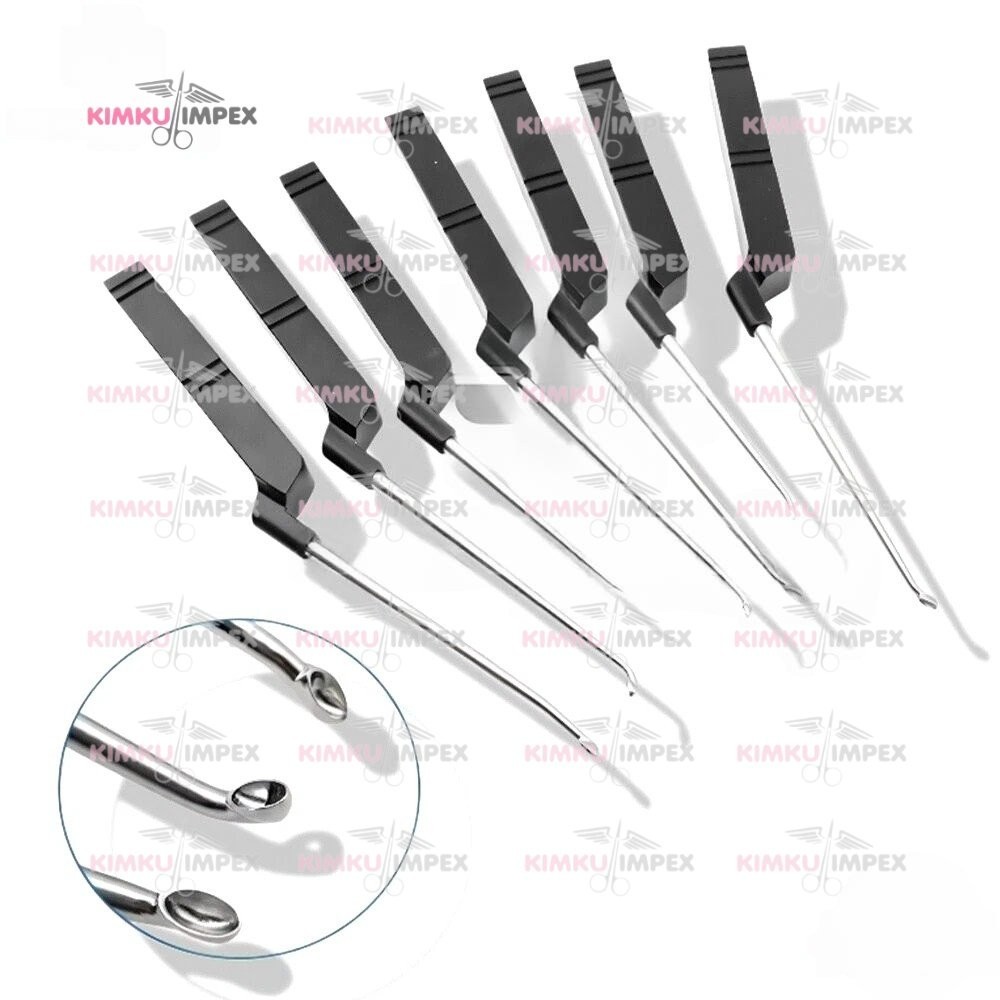 Bone Curette Black 3 Type Tip Aluminum Handle Veterinary Orthopedic Surgery Set