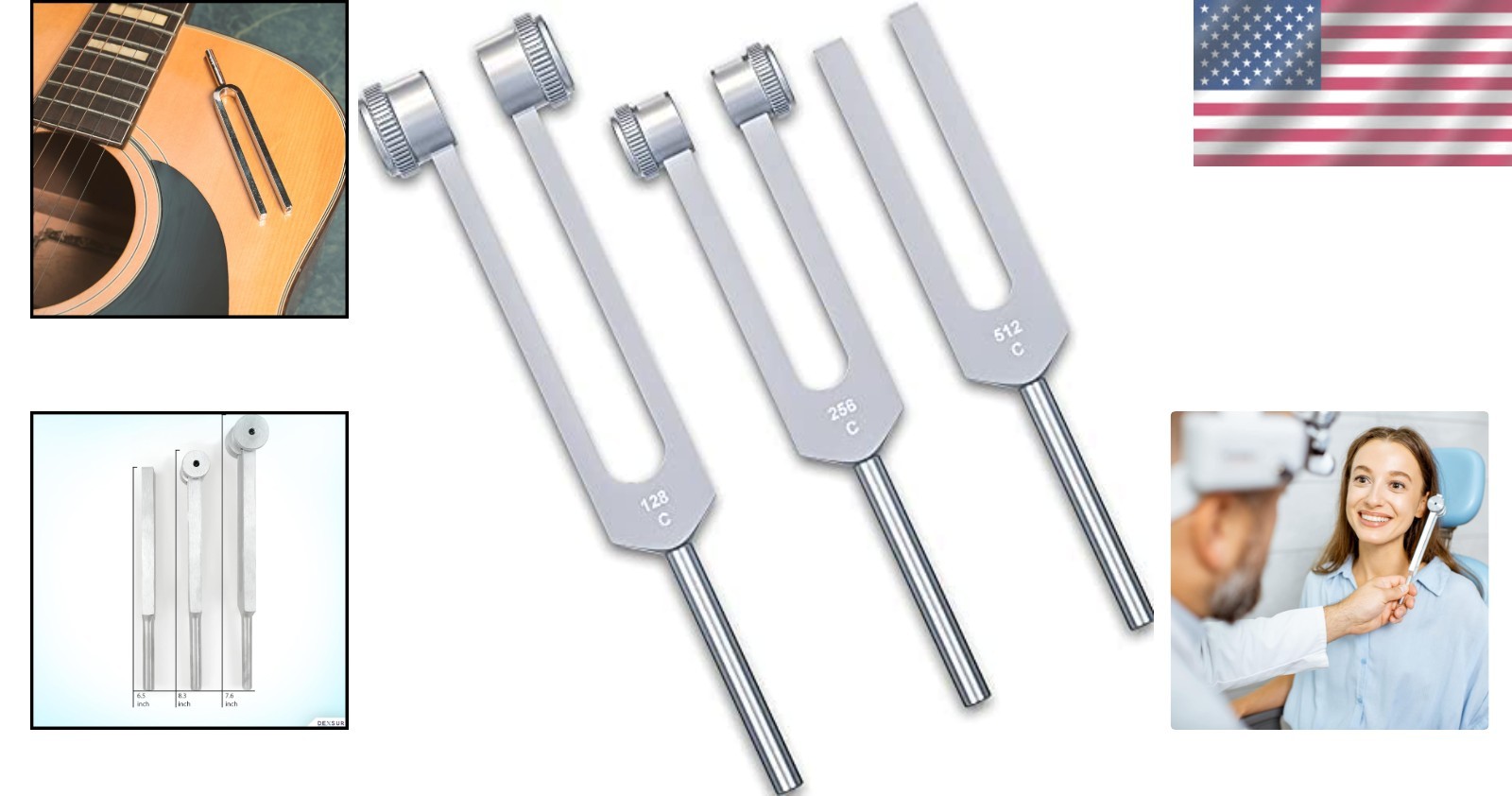 Professional Tuning Forks Set in Aluminum C 128, C 256, C 512 – Quality Assured