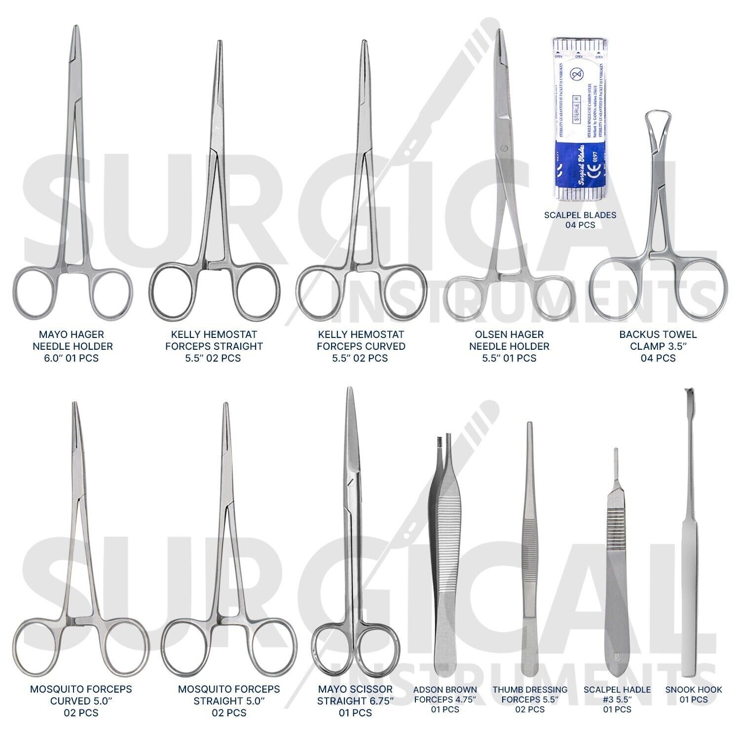 24 Pcs Feline Spay Pack Set Kit Economy Stainless Steel Surgical Veterinary Inst