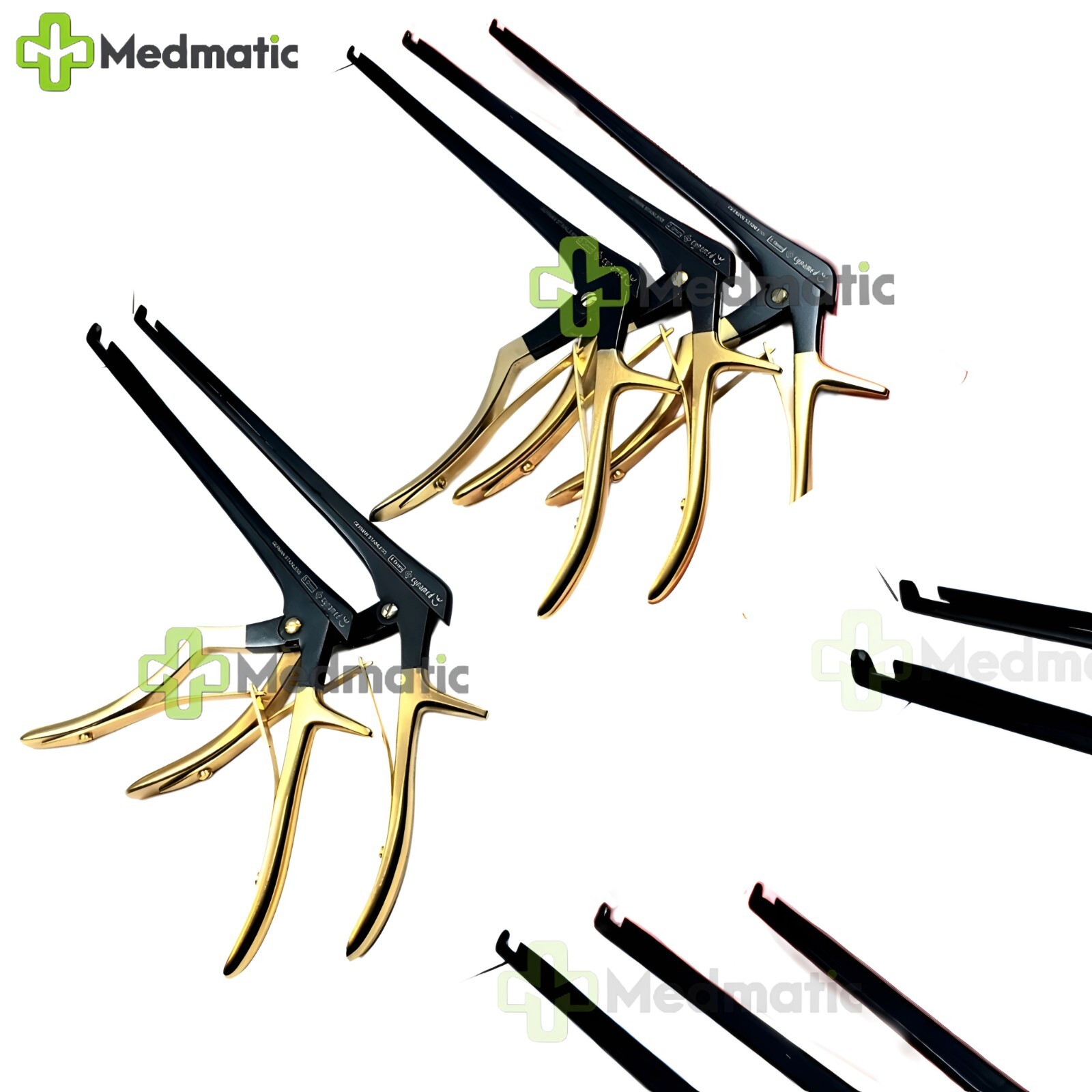 Gold Coated Kerrison Spine Rongeurs Set 1mm,2mm,3mm,4mm,5mm 5 Pcs Upward 45°