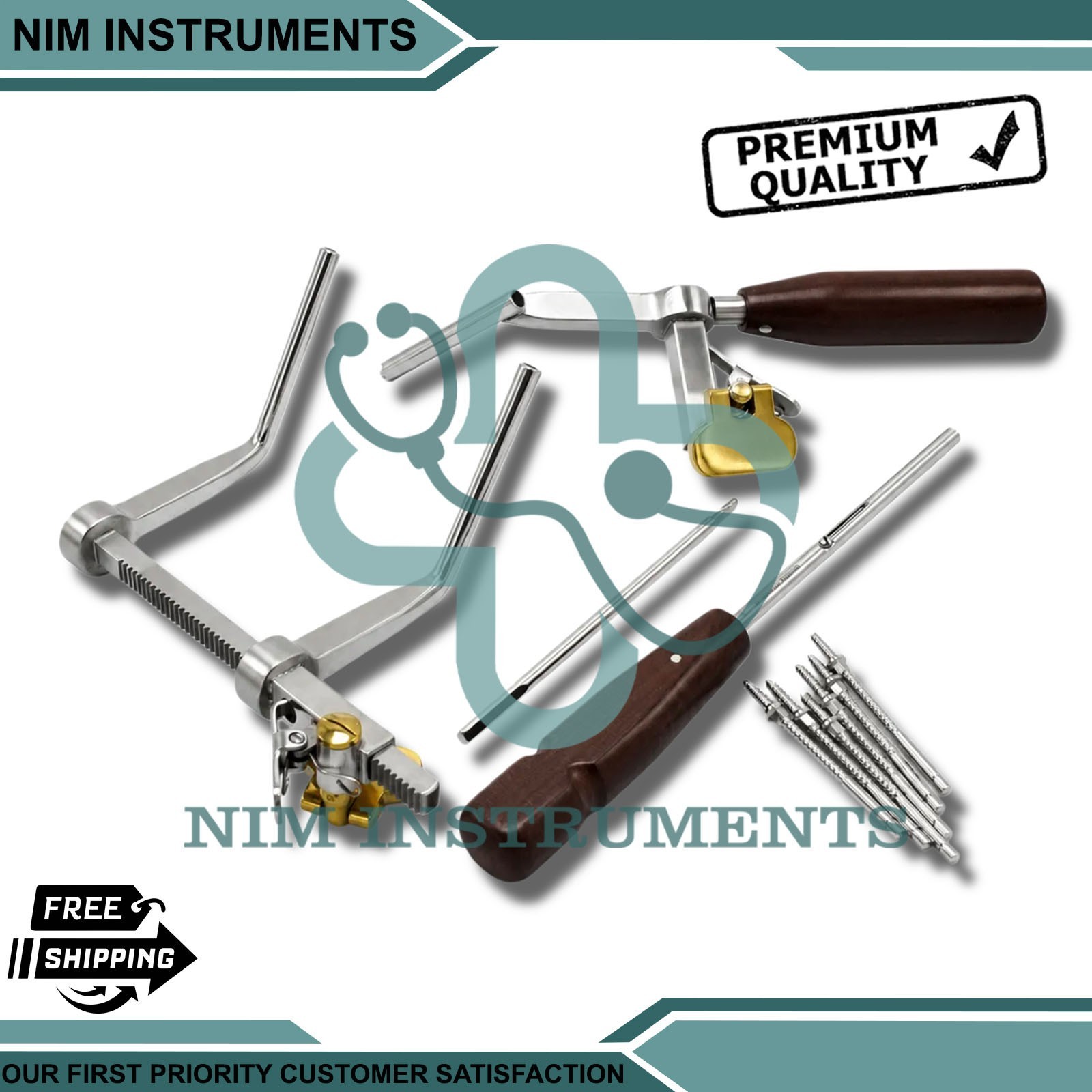 OR Grade Caspar Cervical Distractor Left Set With Scrw Drivers Spine Instrument