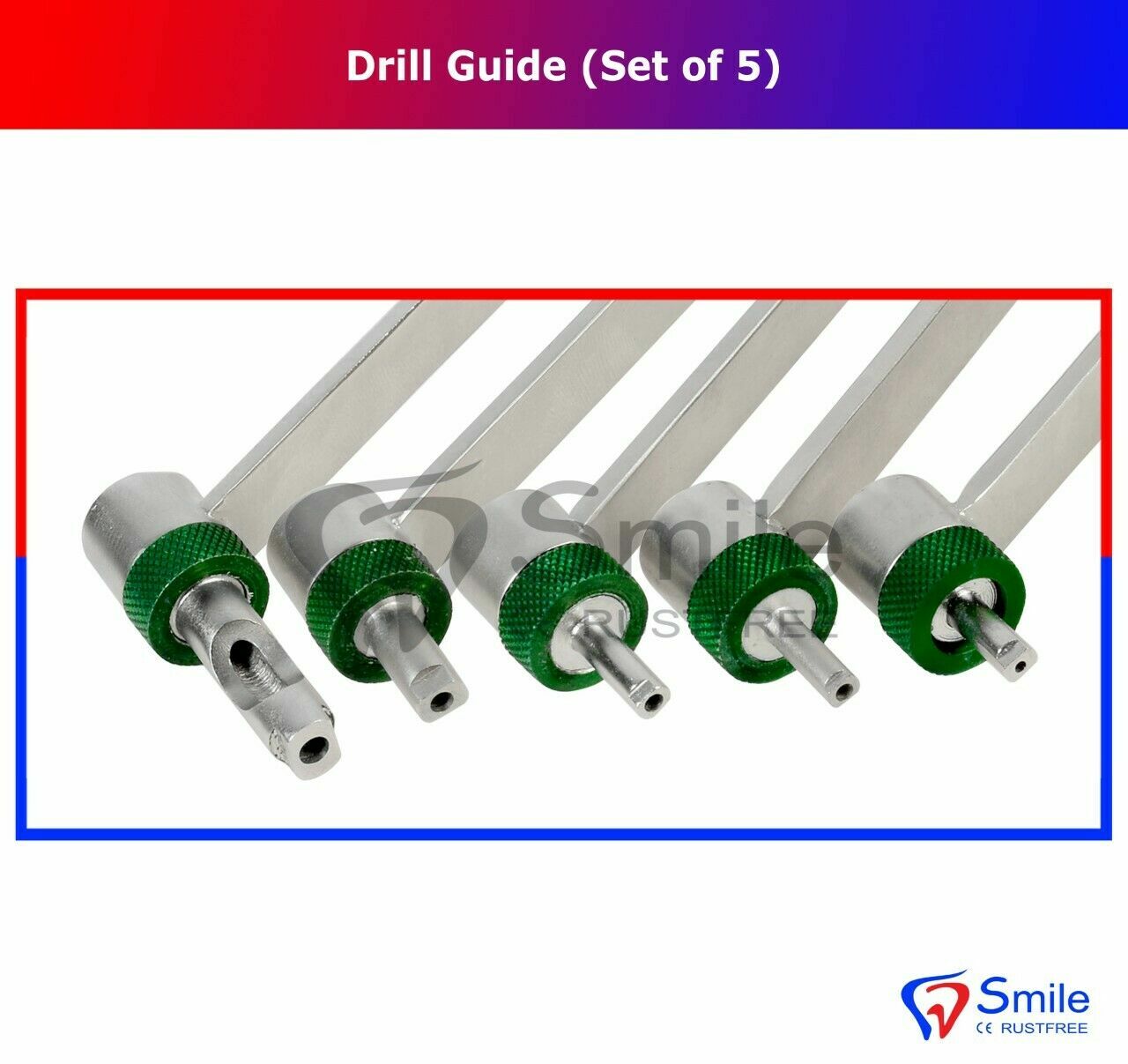 Orthopedic 5 X Drill Guide Drill Sleeves Set 1.1mm ø To 4.5mm ø Smile Dental U.K