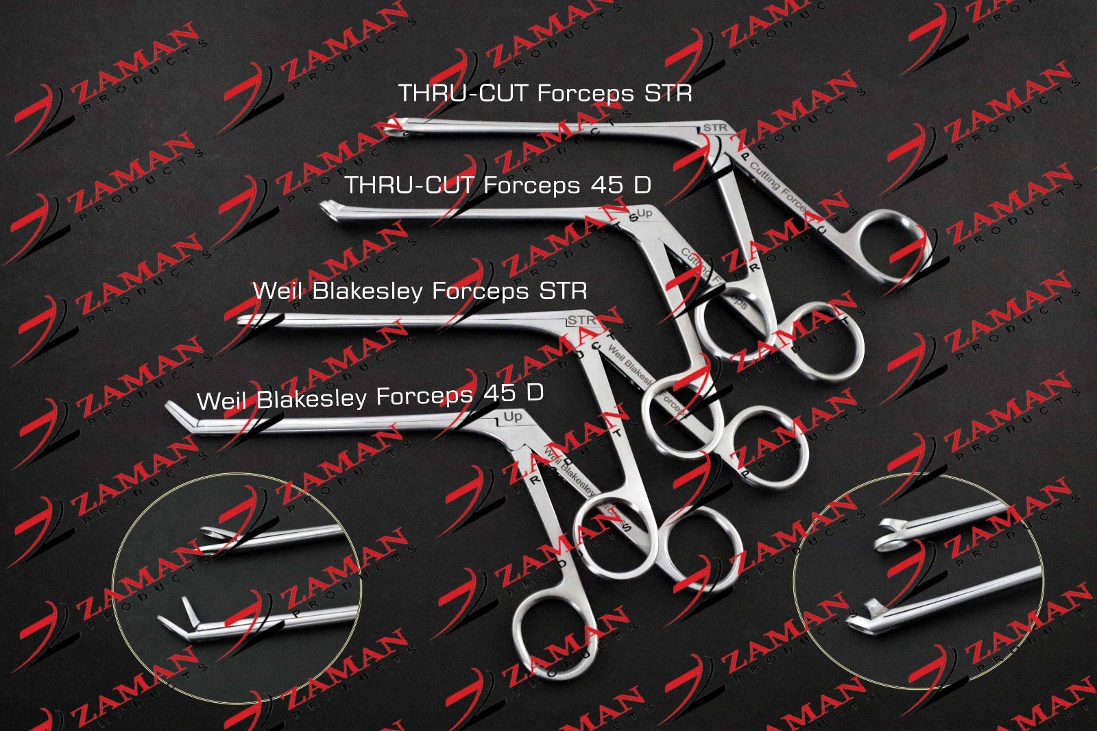 Weil Blakesley & Thru Cut Nasal Forceps Straight And 45 Degree 4 PCs Set By Zp